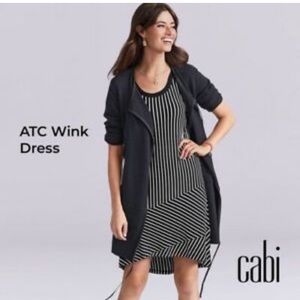 CAbi black and white striped dress